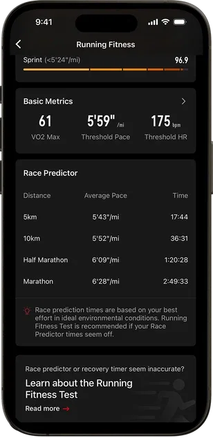 COROS PACE 4 Race Predictor