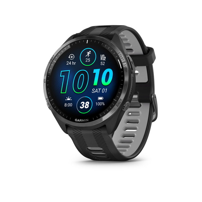 Garmin Forerunner 965 ceas multisport GPS AMOLED - gri titan DLC curea neagră