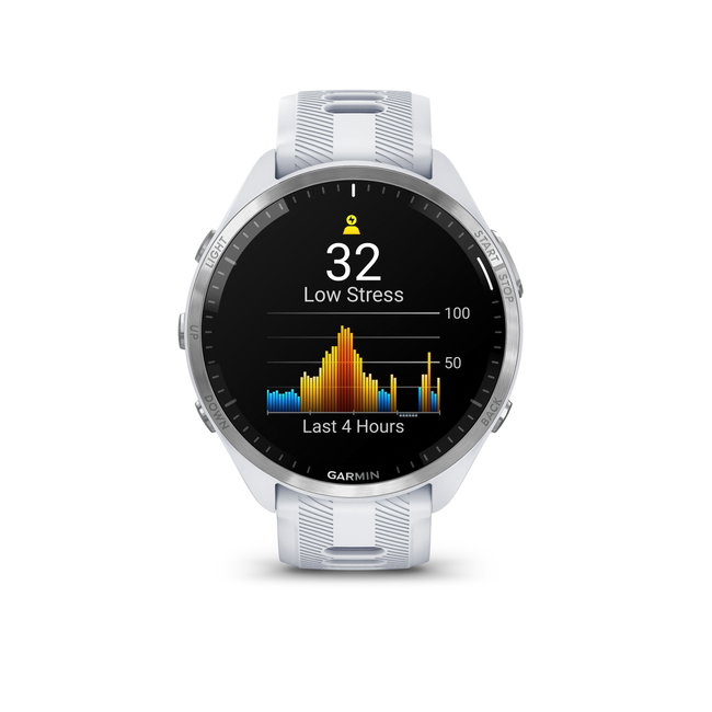 Garmin Forerunner 965 ceas multisport GPS AMOLED - argintiu titan curea albă