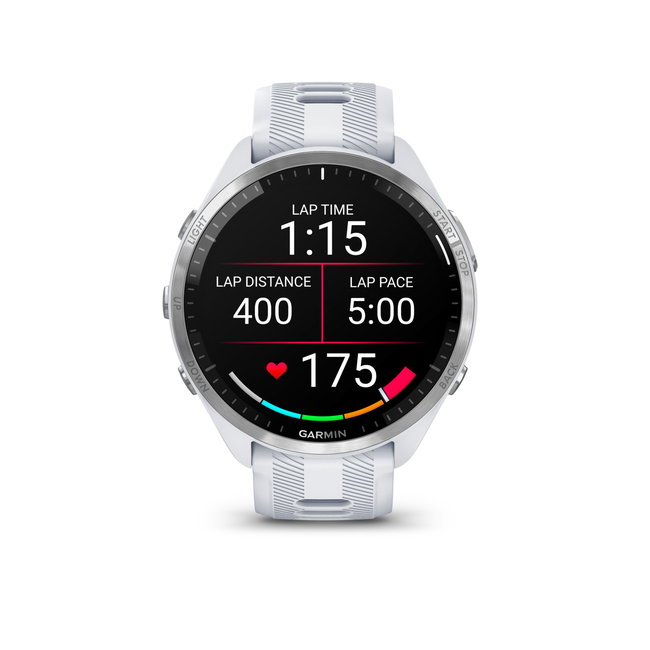 Garmin Forerunner 965 ceas multisport GPS AMOLED - argintiu titan curea albă