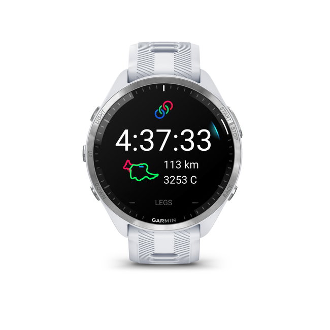 Garmin Forerunner 965 ceas multisport GPS AMOLED - argintiu titan curea albă