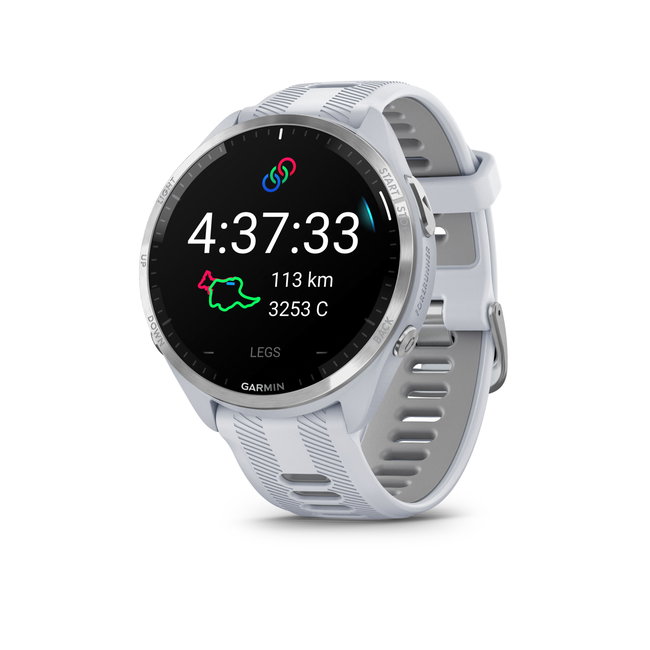 Garmin Forerunner 965 ceas multisport GPS AMOLED - argintiu titan curea albă