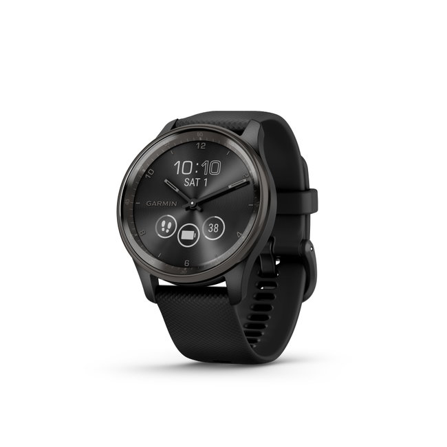 Garmin - vivomove Trend - Ramă Neagra din oţel inoxidabil - carcasa neagra - bratara silicon neagra