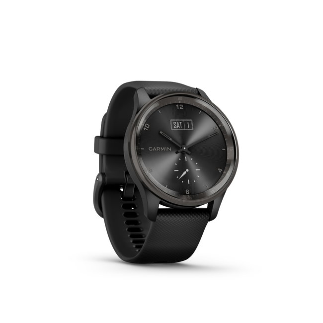 Garmin - vivomove Trend - Ramă Neagra din oţel inoxidabil - carcasa neagra - bratara silicon neagra
