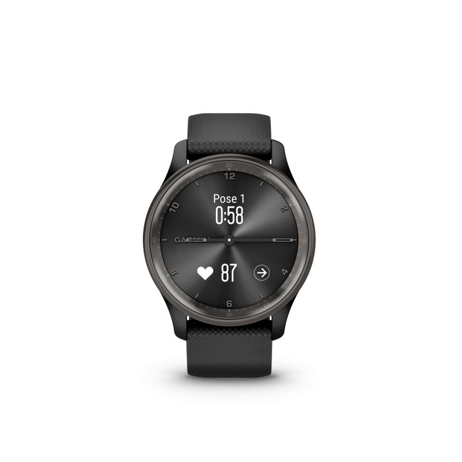 Garmin - vivomove Trend - Ramă Neagra din oţel inoxidabil - carcasa neagra - bratara silicon neagra
