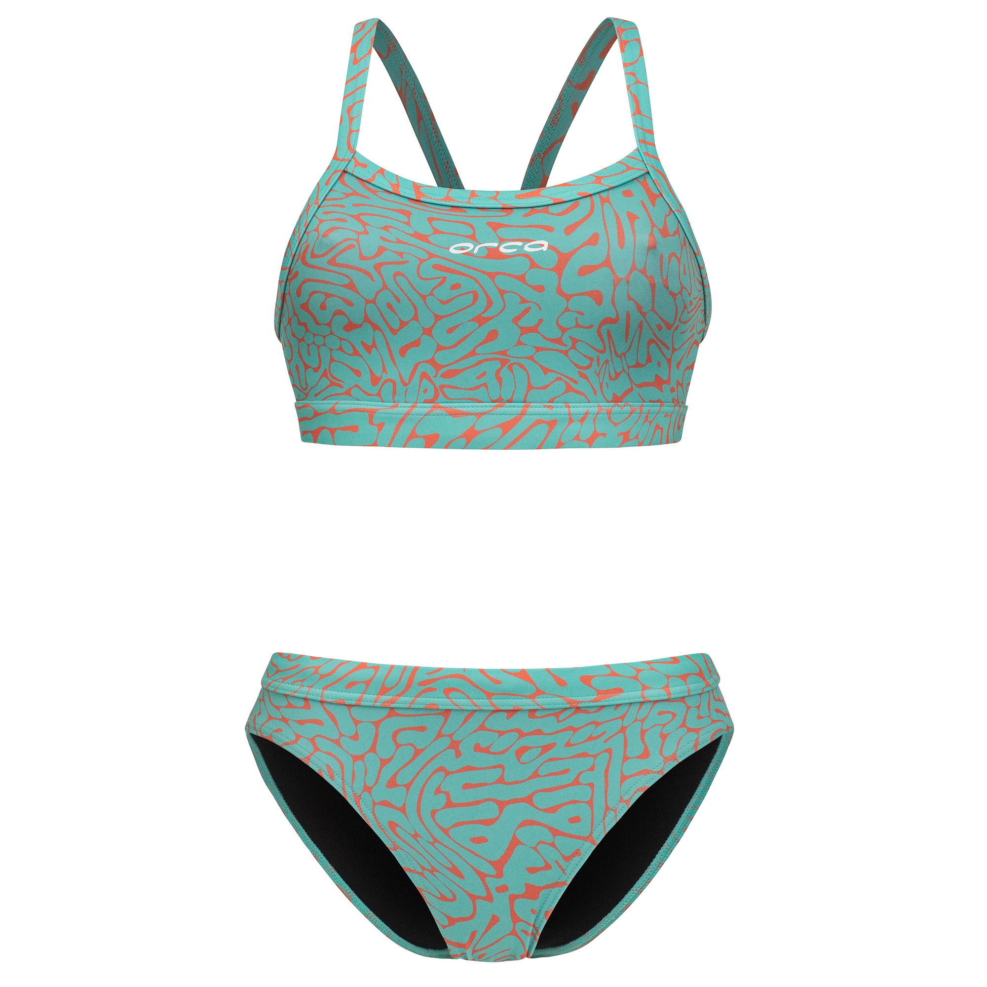 Orca - costum inot doua piese pentru femei tip bikini - albastru portocaliu Diploria