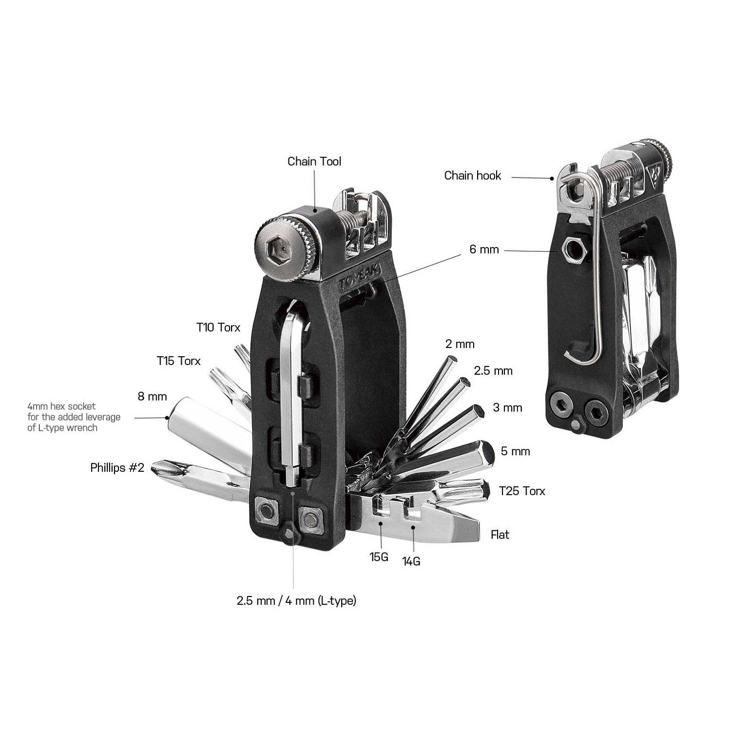 Topeak - set chei bicicleta Ninja 16+ multitool - negru argintiu