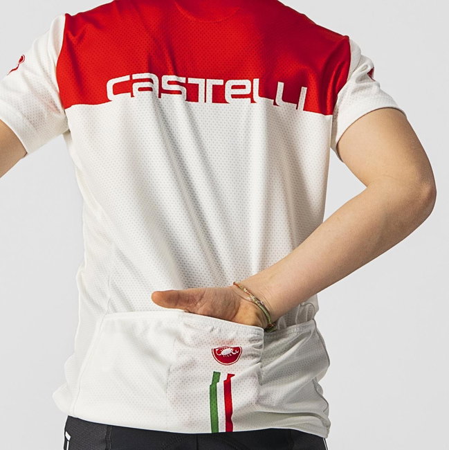 Tricou cu maneca scurta Castelli Neo Prologo, pentru copii, Alb/Rosu, 8A