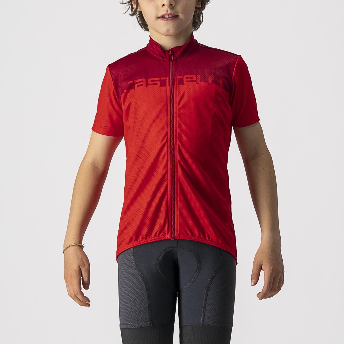 Bicycle Jerseys Tricou cu maneca scurta Castelli Neo Prologo, pentru copii, Rosu/Visiniu, 4A