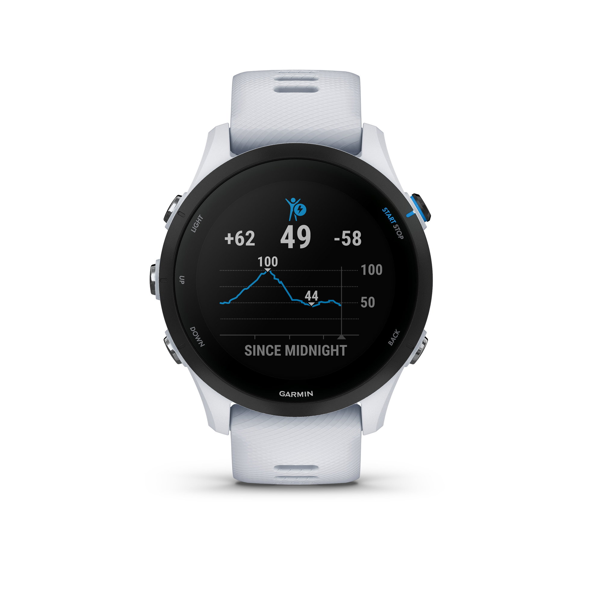 Garmin - Forerunner 255 Music ceas multisport cu GPS - alb - 010