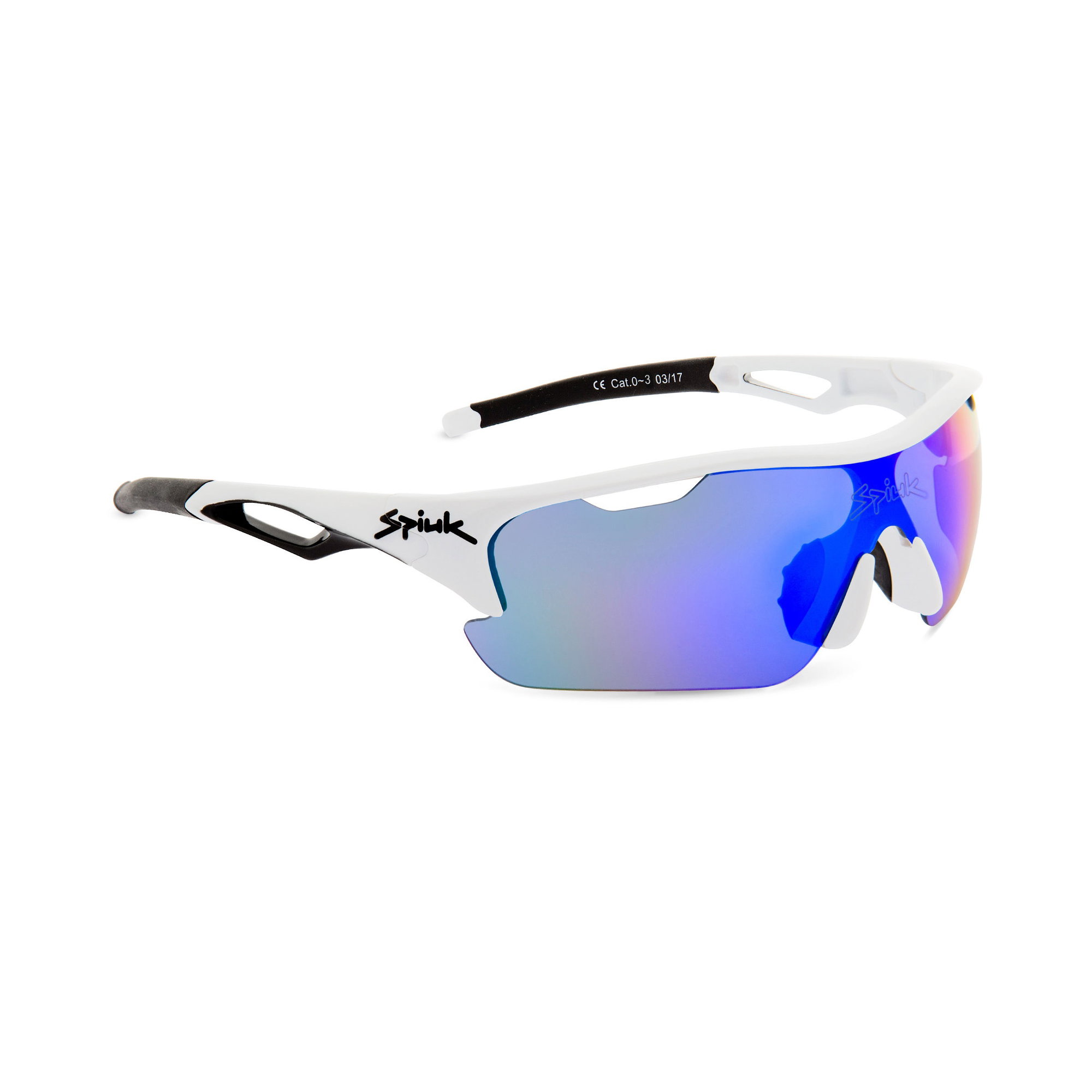 Sunglasses Spiuk - ochelari soare sport Jifter, 3 lentile de schimb transparent, portocaliu si albastru oglinda - rama alba