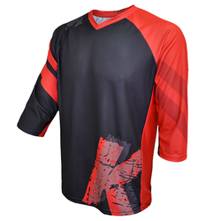 Tricou FUNKIER Dolomiti-K Enduro Kids 3/4 sleeve - Black/Red 8 ani