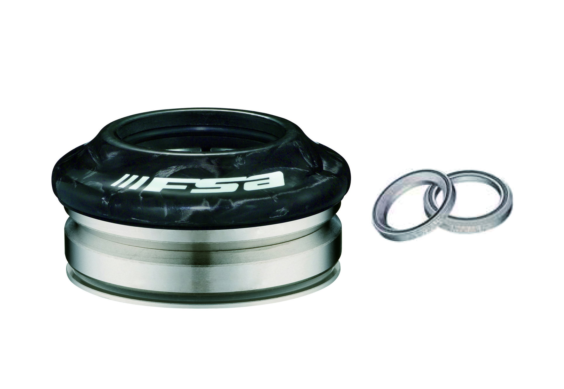Bicycle Headset Parts Cuvete furca FSA NO.53 1 1/8" sus 1 1/4" jos tapered integrat capac 10mm carbon OD 52.2mm ID 47mm