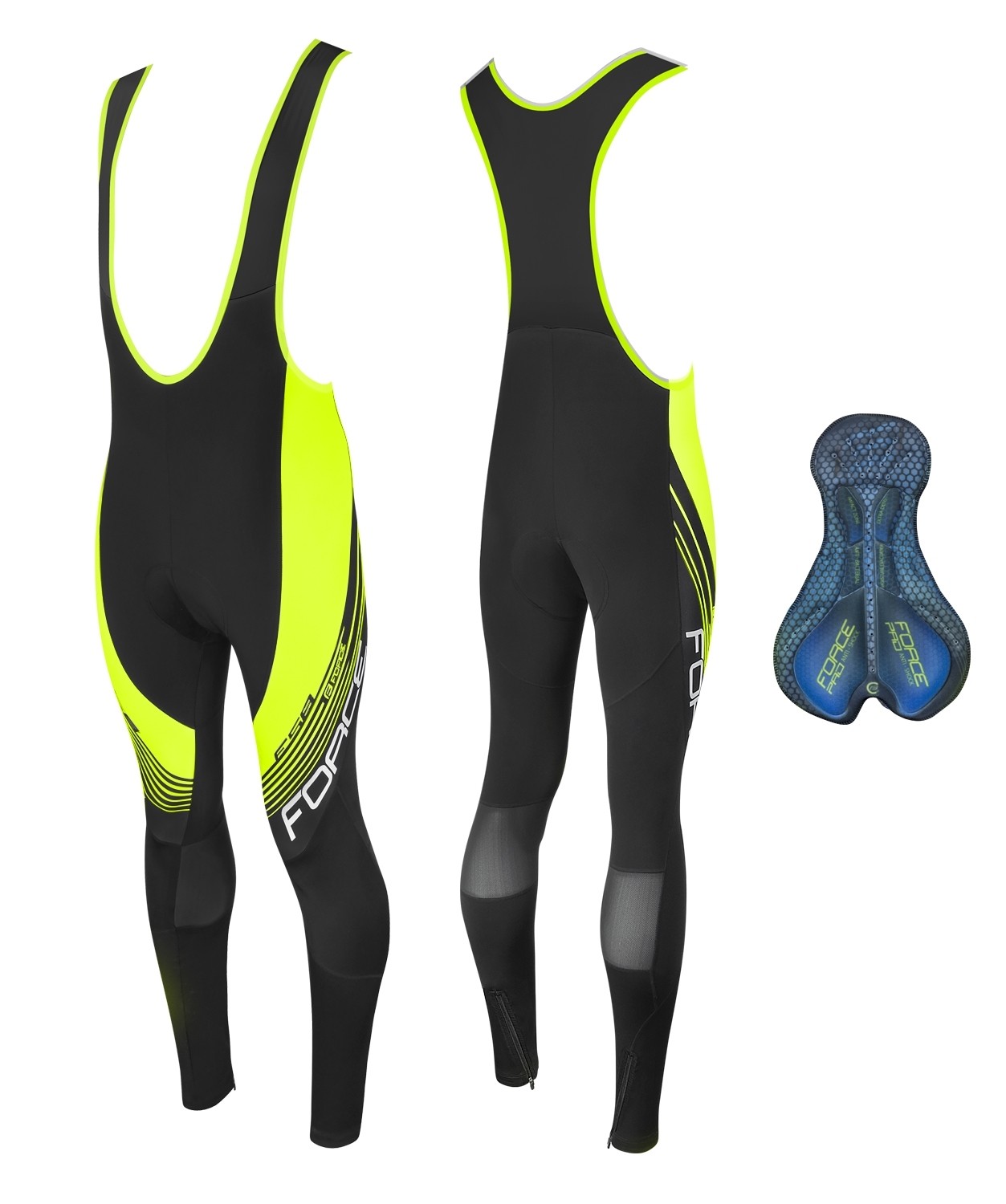 Force Pantaloni Force F58 cu bretele si bazon Negru-Fluo S