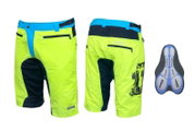 Pantaloni scurti Force MTB-11 cu interior detasabil galben fluo S