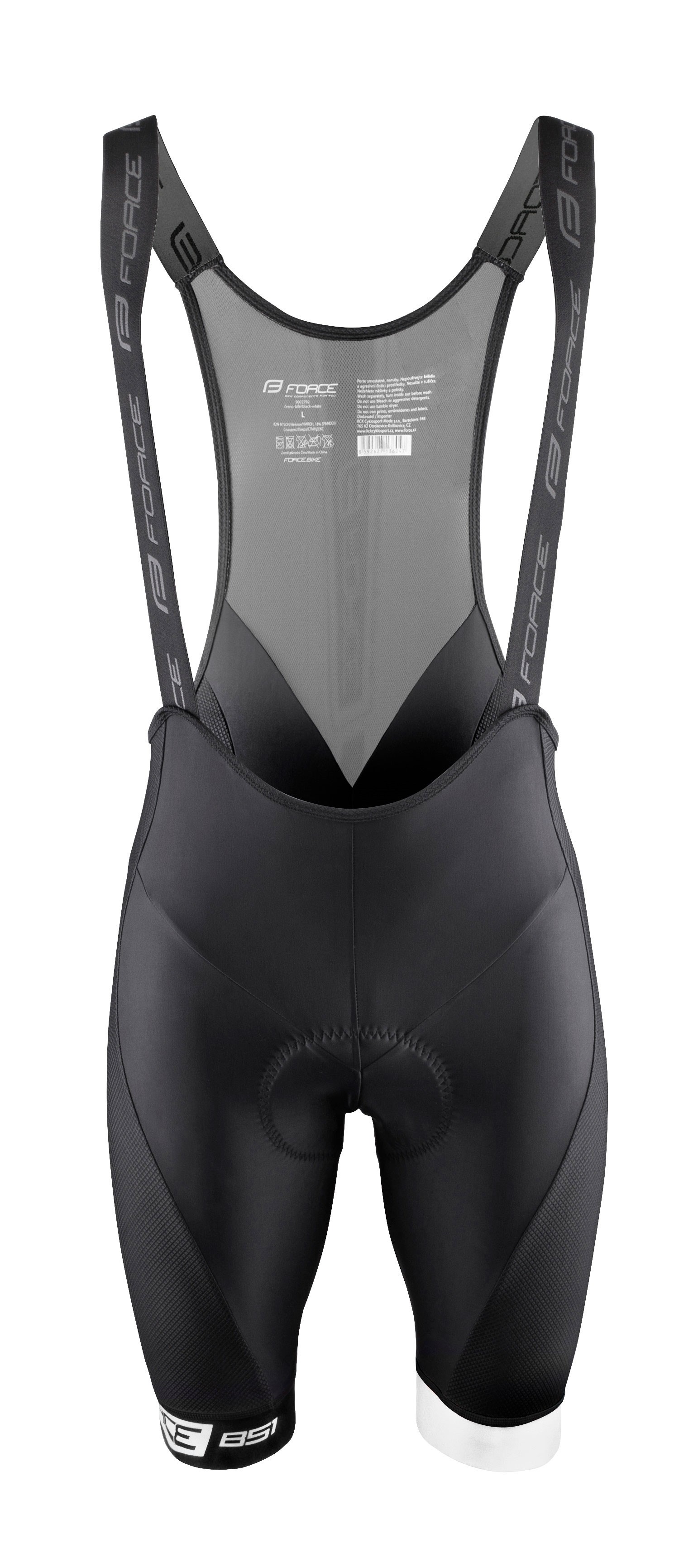 Force Pantaloni scurti cu bazon si bretele Force B51 Negru-Alb