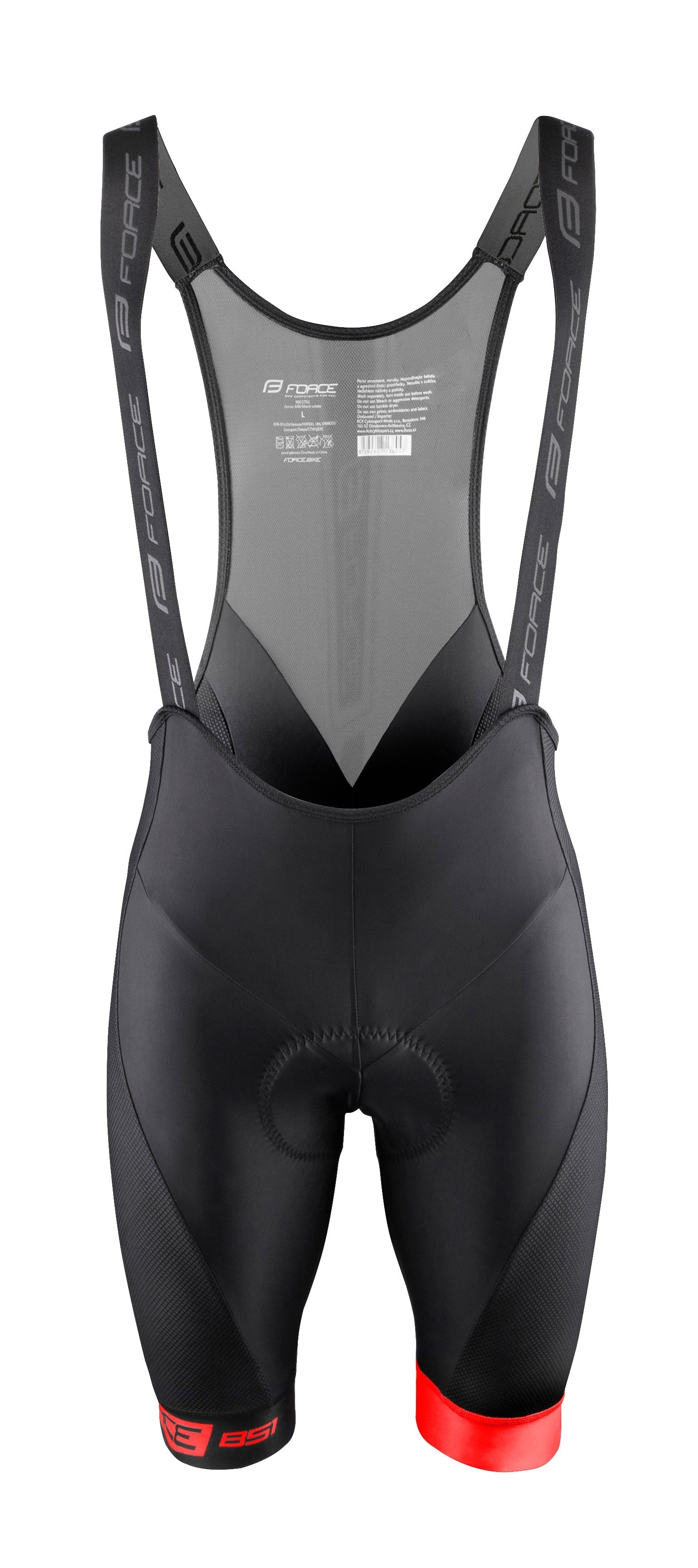 Force Pantaloni scurti cu bazon si bretele Force B51 Negru-Rosu XS