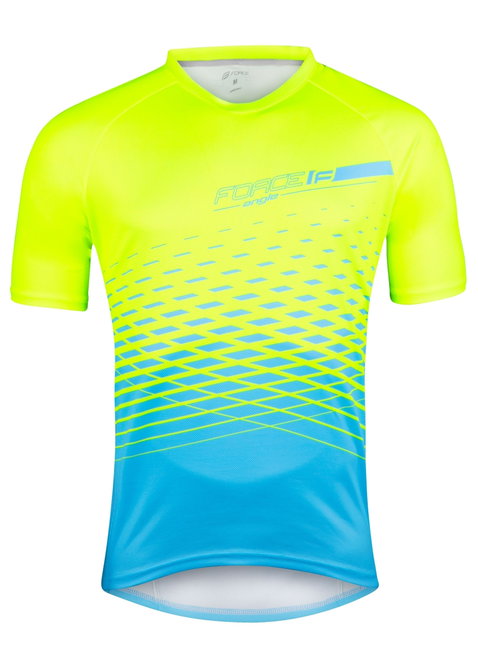 Tricou maneca scurta Force MTB Angle, albastru/fluo, M