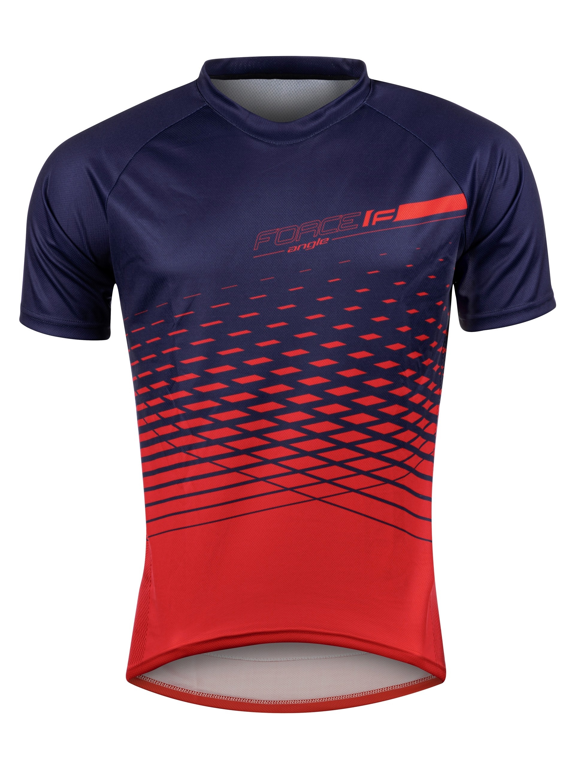 Tricou maneca scurta Force MTB Angle albastru/rosu