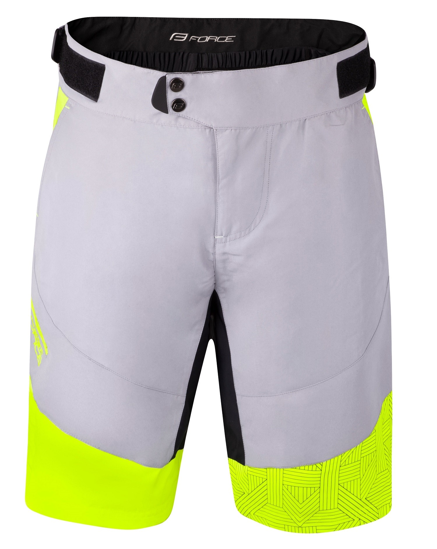 Force Pantaloni scurti Force Storm pana la talie cu bazon, gri/fluo