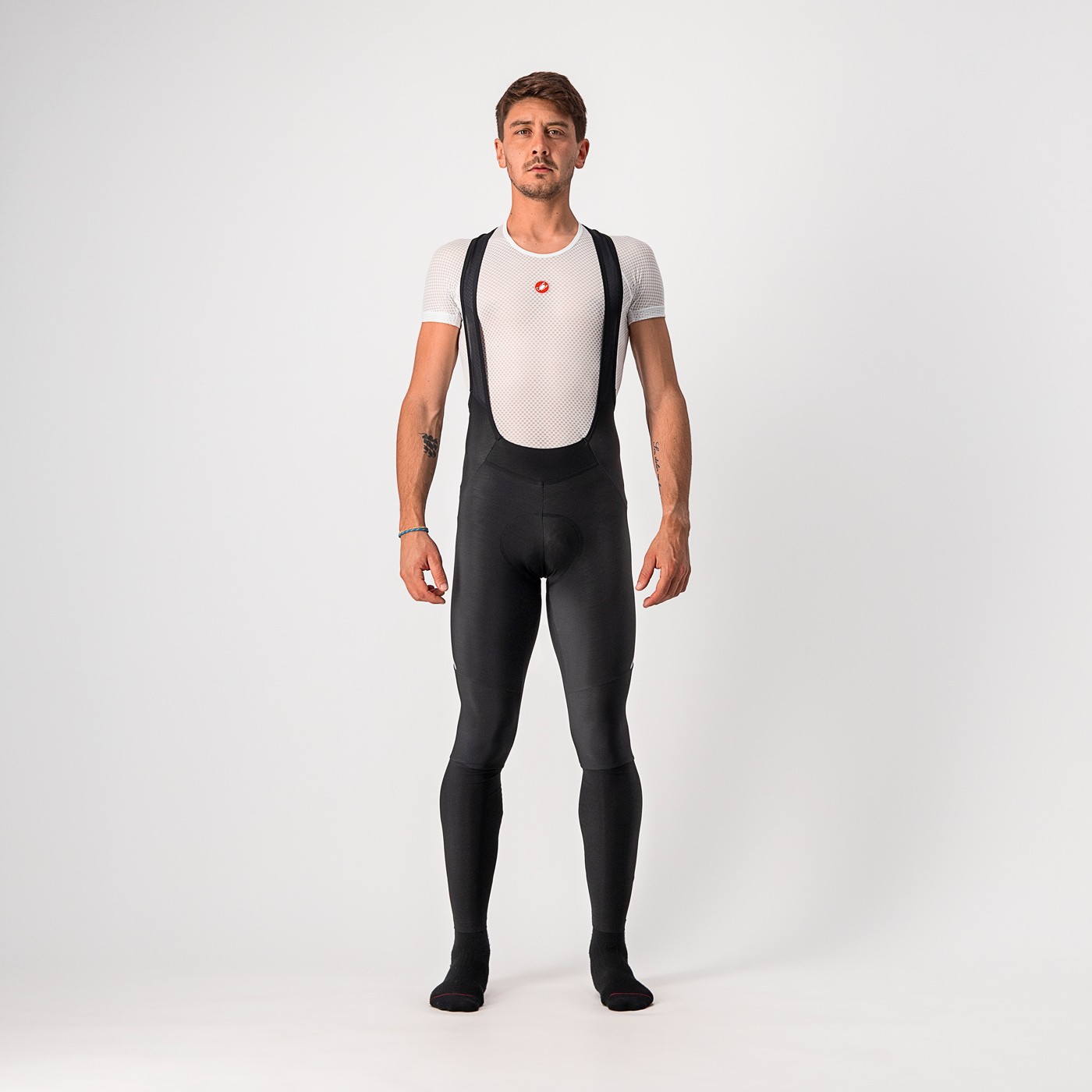 Sporting Goods Pantaloni lungi cu bretele Castelli Velocissimo 5, Negru/Gri, XXL