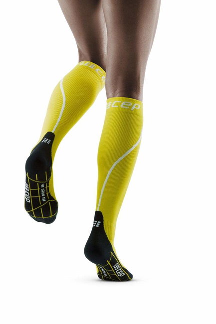 CEP - Sosete de compresie pentru femei alergare iarna Winter Run Socks - galben negru