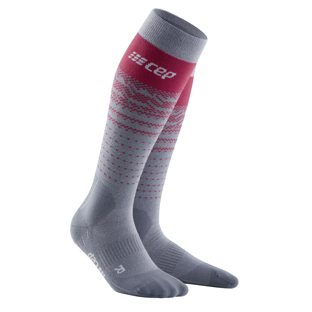 Sporting Goods CEP - Sosete ski thermo lungi pentru femei Ski Thermo Merino Socks - gri rosu inchis