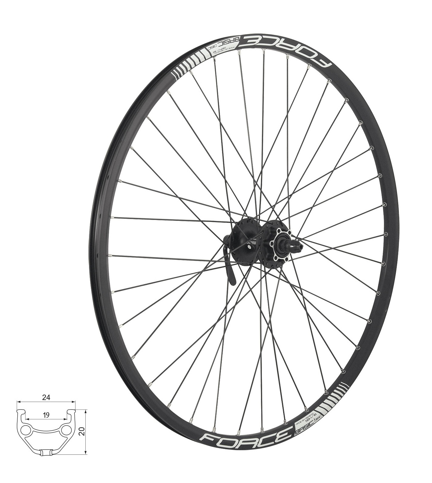 Bicycle Wheels Roata fata 26 Force Basic Disc 559x19 butuc Shimano HBM475