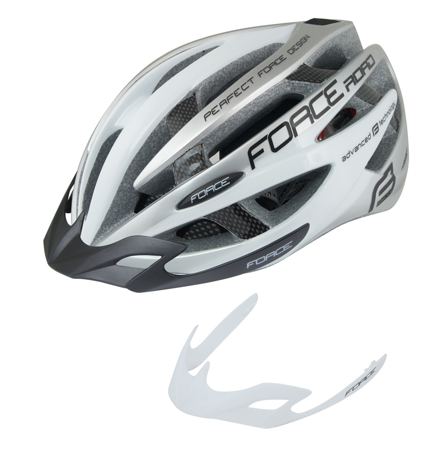 Force Casca FORCE ROAD Alb/gri L-XL (58-63 cm)