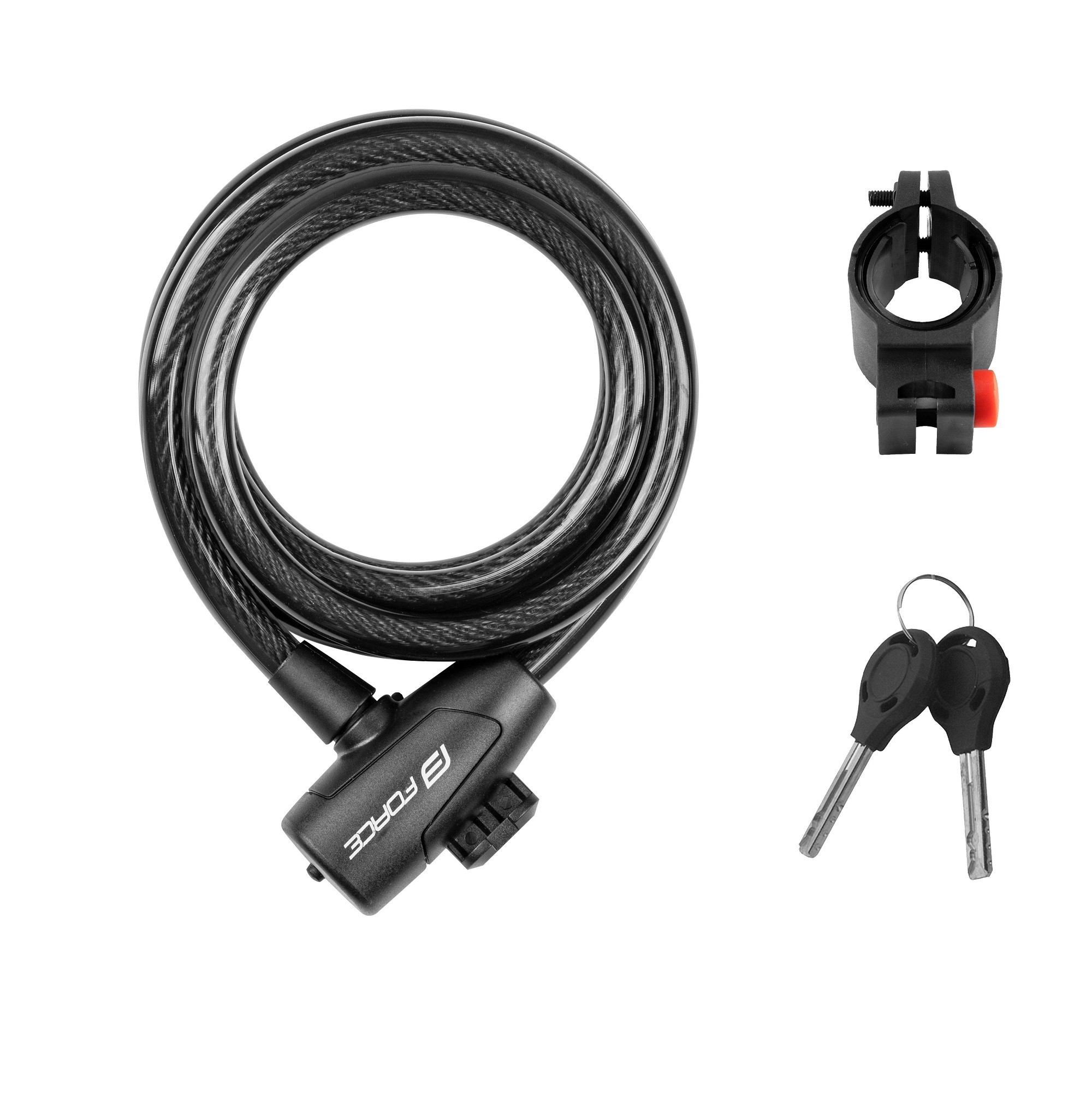 Force Lacat Force Strong spirala 180cm/12mm cu suport negru
