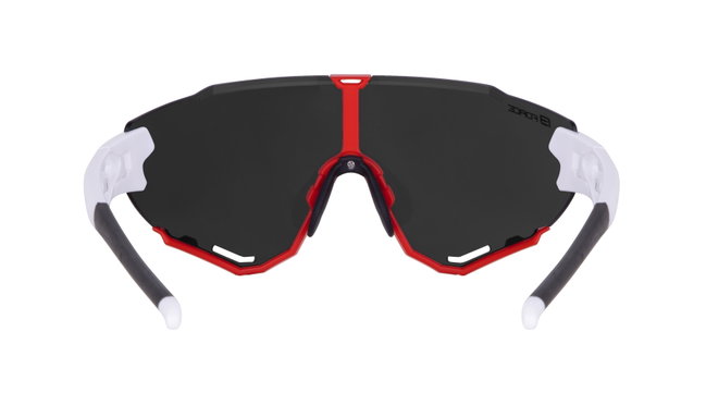 Ochelari Force Creed, lentila neagra oglinda, alb/rosu