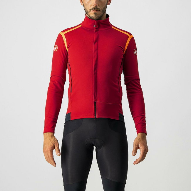 Castelli - Jacheta ciclism vreme rece 2 in 1 cu maneci detasabile, Perfetto Ros Convertible - rosu portocaliu