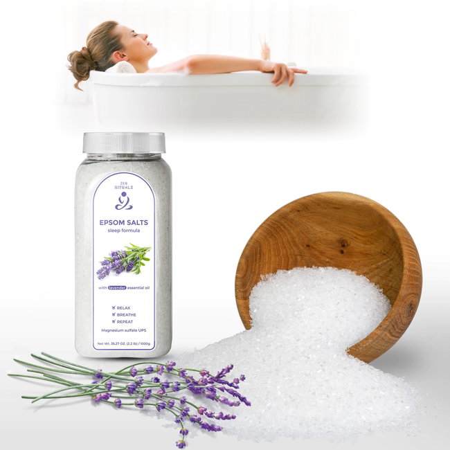 Zen Rituals - set 3 cutii sare de baie cu uleiuri esentiale (aroma lavanda, ylang ylang si plante medicinale) - 3 x 1kg