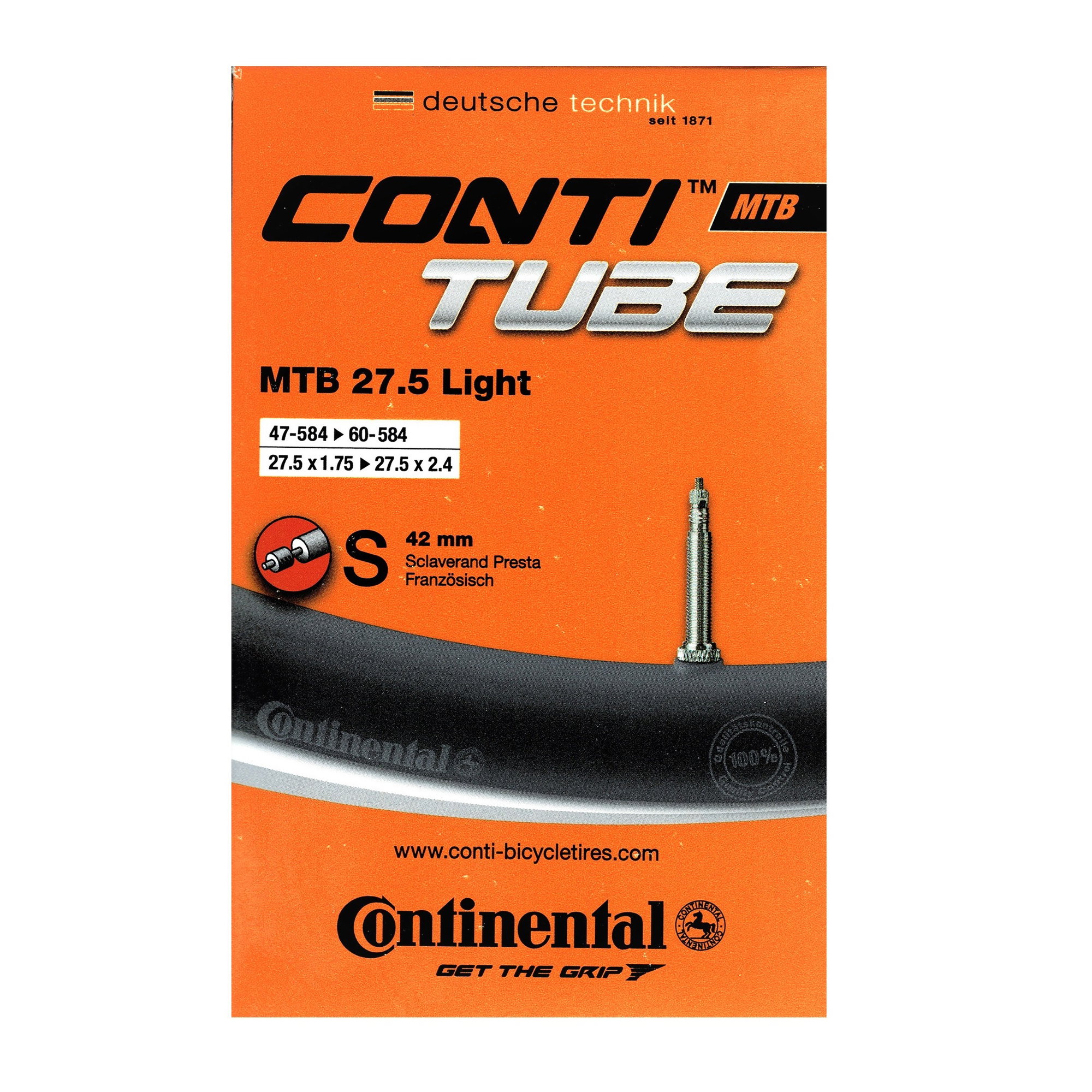 Bicycle Tubes Continental - camera bicicleta 27.5" MTB Light 27.5 - 27.5 x 1.75/2.4 - 47/60-584 - valva presta 42mm