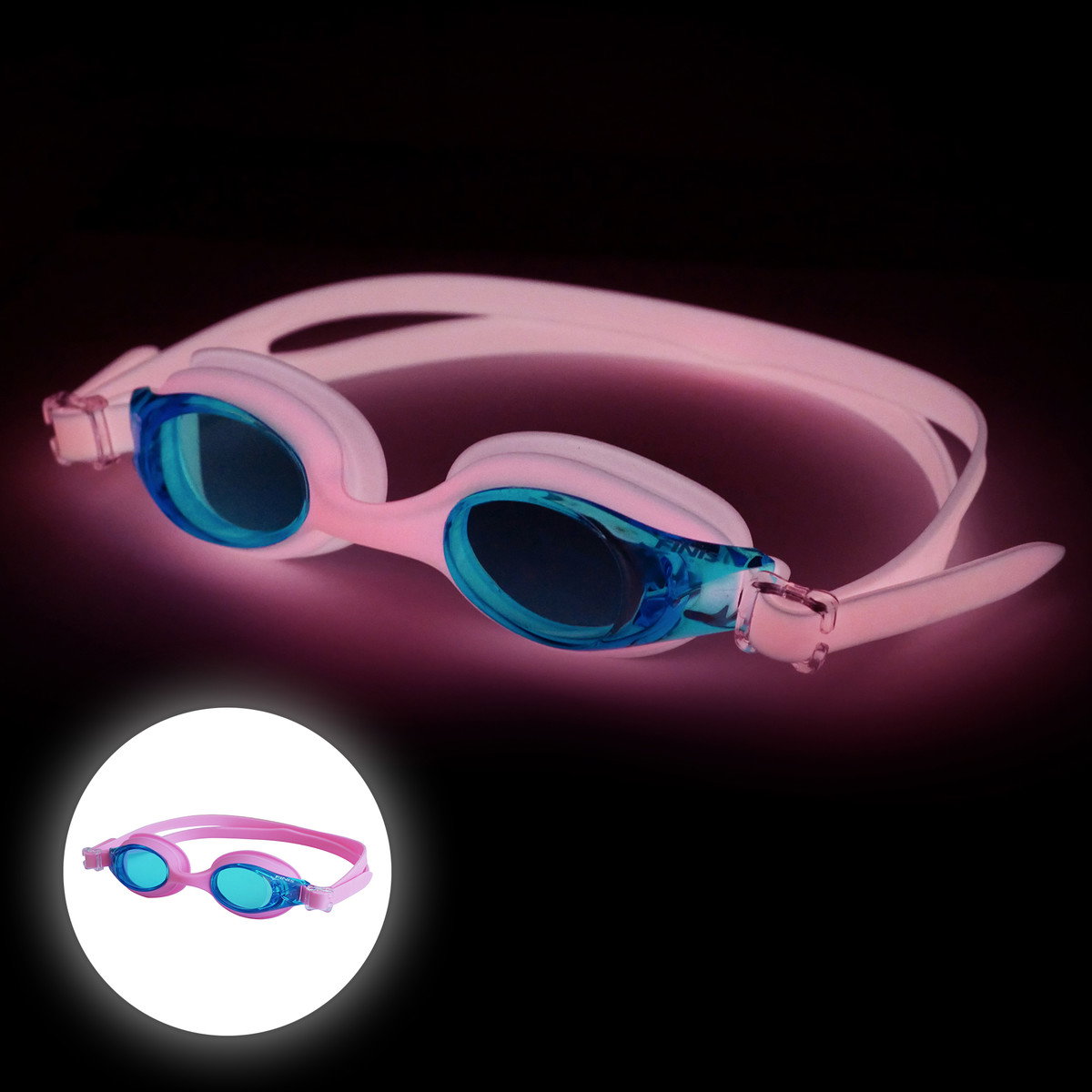 Finis Finis - ochelari inot vizibilitate sporita pentru copii FlowGlows (Glow in the dark) Goggles - roz