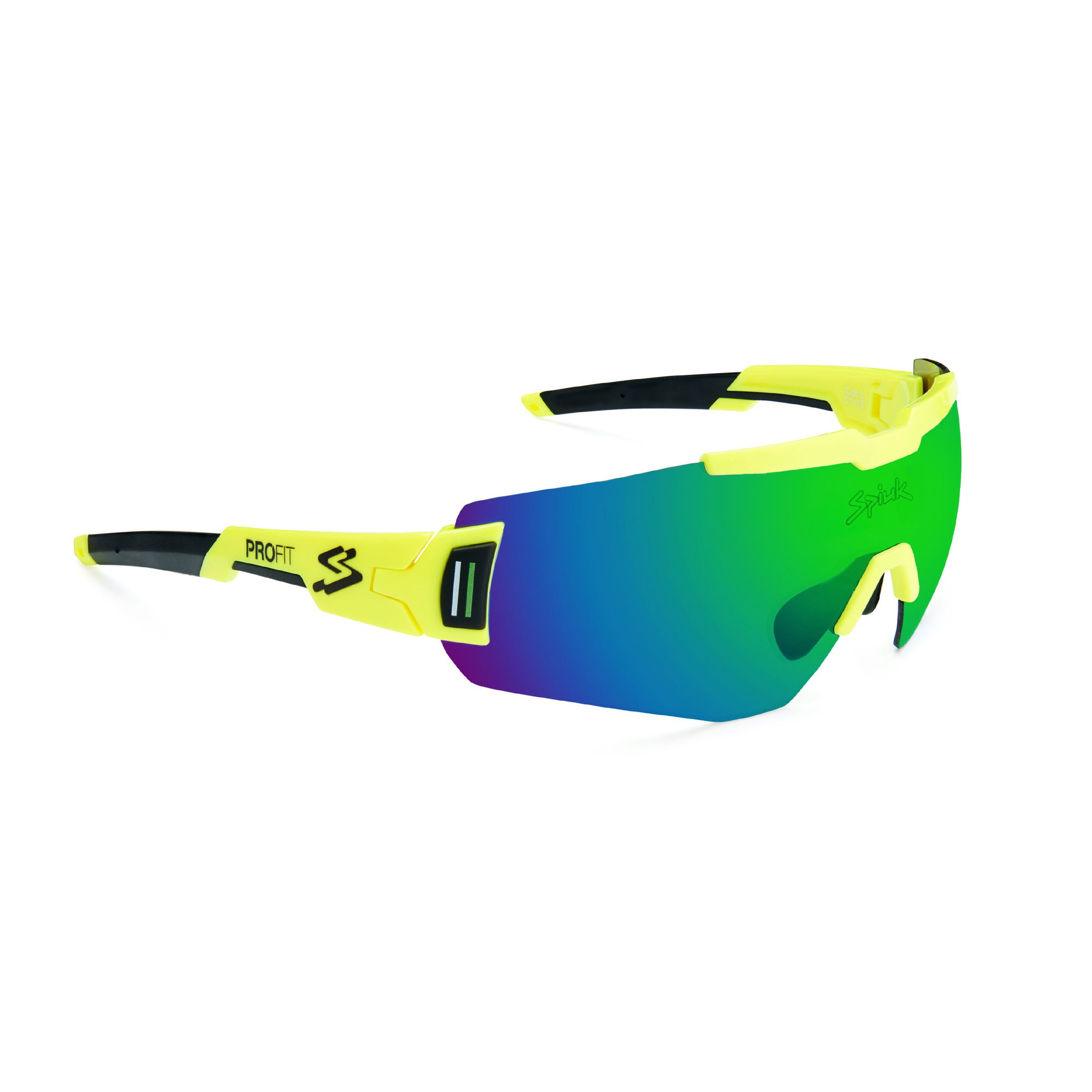 Sunglasses Spiuk - ochelari soare sport Profit, 2 lentile de schimb transparent si verde oglinda  - rama galben fluo