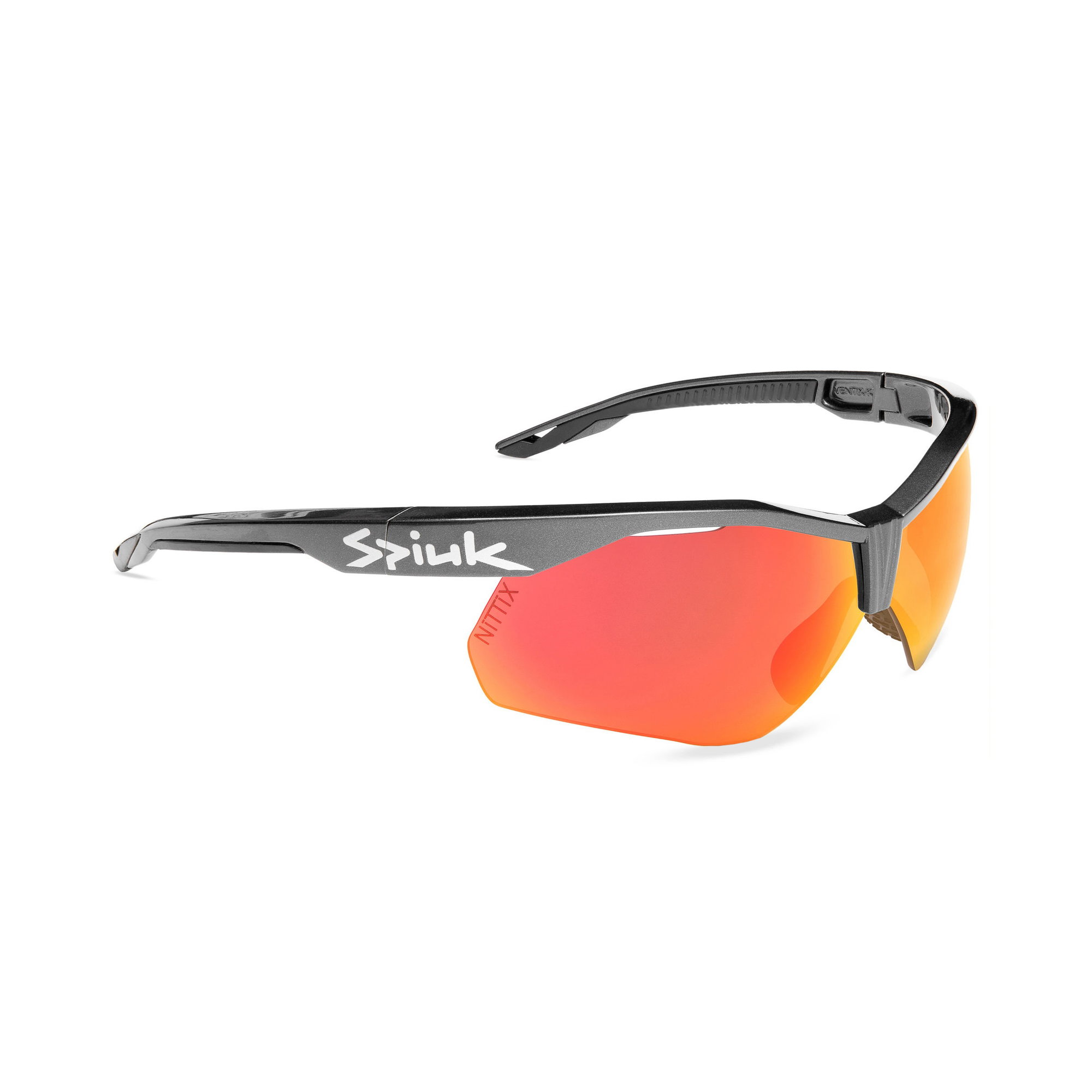 Sunglasses Spiuk - ochelari soare sport Ventix K, 2 lentile de schimb Nittix transparent si rosu oglinda - rama neagra antracit