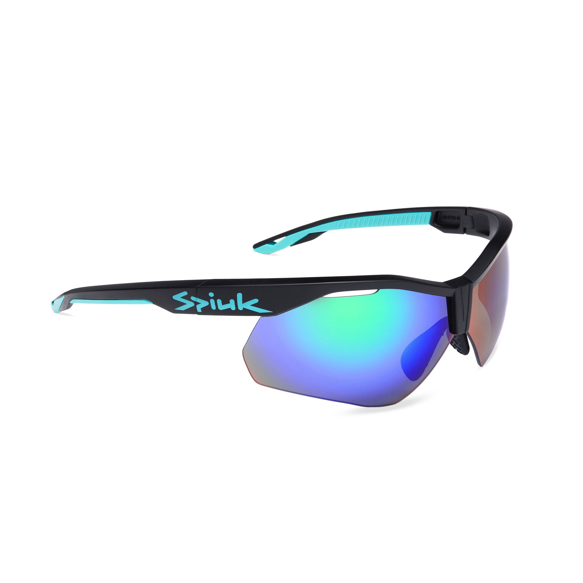 Sunglasses Spiuk - ochelari soare sport Ventix K, 2 lentile de schimb transparent si verde oglinda - rama neagra turquoise