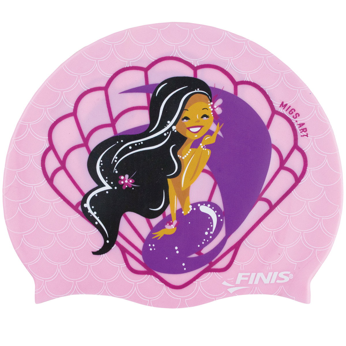 Finis Finis - Casca inot silicon pentru copii Mermaid Silicone Cap Seashell - mov deschis negru