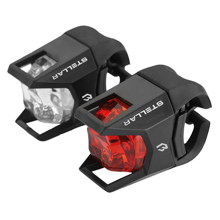 Bicycle Accessories Bikefun - Set lumini pentru bicicleta (far + stop), Stellar, 2 leduri - negru