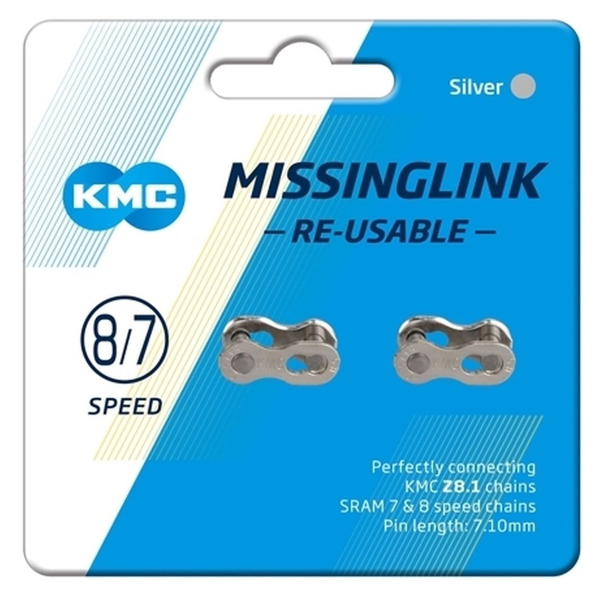 KMC Kmc - za rapida Lant Bicicleta (element individual) Missing Link  7/8R Silver 7/8 Viteze, re-utilizabil - argintiu