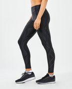 2XU - Colanti de compresie pentru femei Mid-Rise Print Compression Tights - negru gri