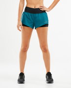 2XU - Pantaloni scurti de alergare pentru femei XVENT 3" Layer Short - verde teal negru