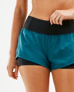 2XU - Pantaloni scurti de alergare pentru femei XVENT 3" Layer Short - verde teal negru