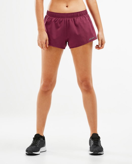 2XU - Pantaloni scurti de alergare pentru femei XVENT 3" Free Short - visiniu Boysenberry