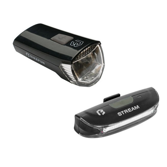 Bikefun Bikefun - Set lumini pentru bicicleta (far + stop) BikeFun Ray II, incarcare USB, 1 Led - negru