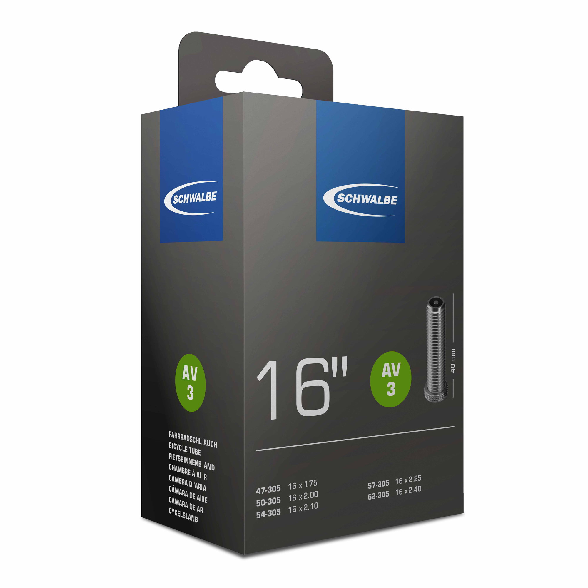 Bicycle Tubes Schwalbe camera 16 inch - 16x1.75/2.40 - 47/62-305 - valva auto 40 mm