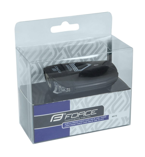 Force - Lumina bicicleta fata (far fata) Force CASS, 300 lumeni, incarcare USB - negru