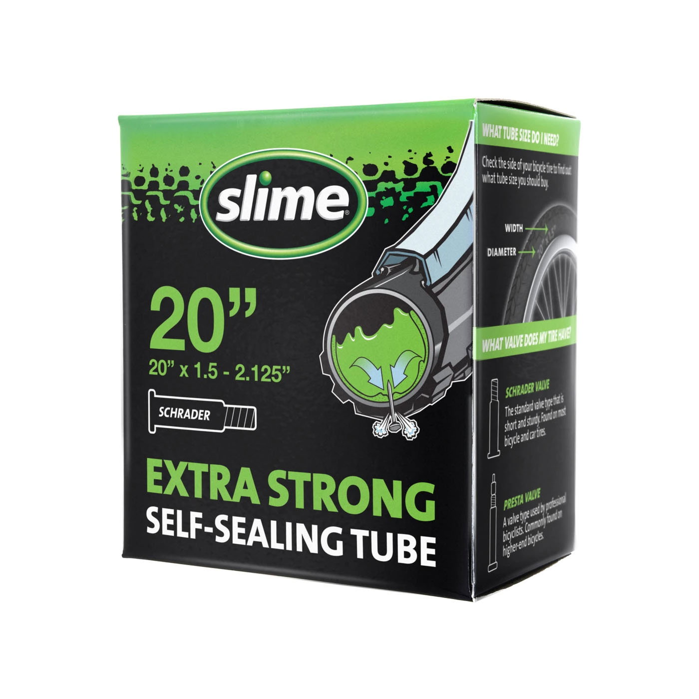 Bicycle Tubes Slime - camera bicicleta 20" cu solutie antipana - 20"x1.5-> 20"2.125 - 40-406-> 57-406 - valva auto