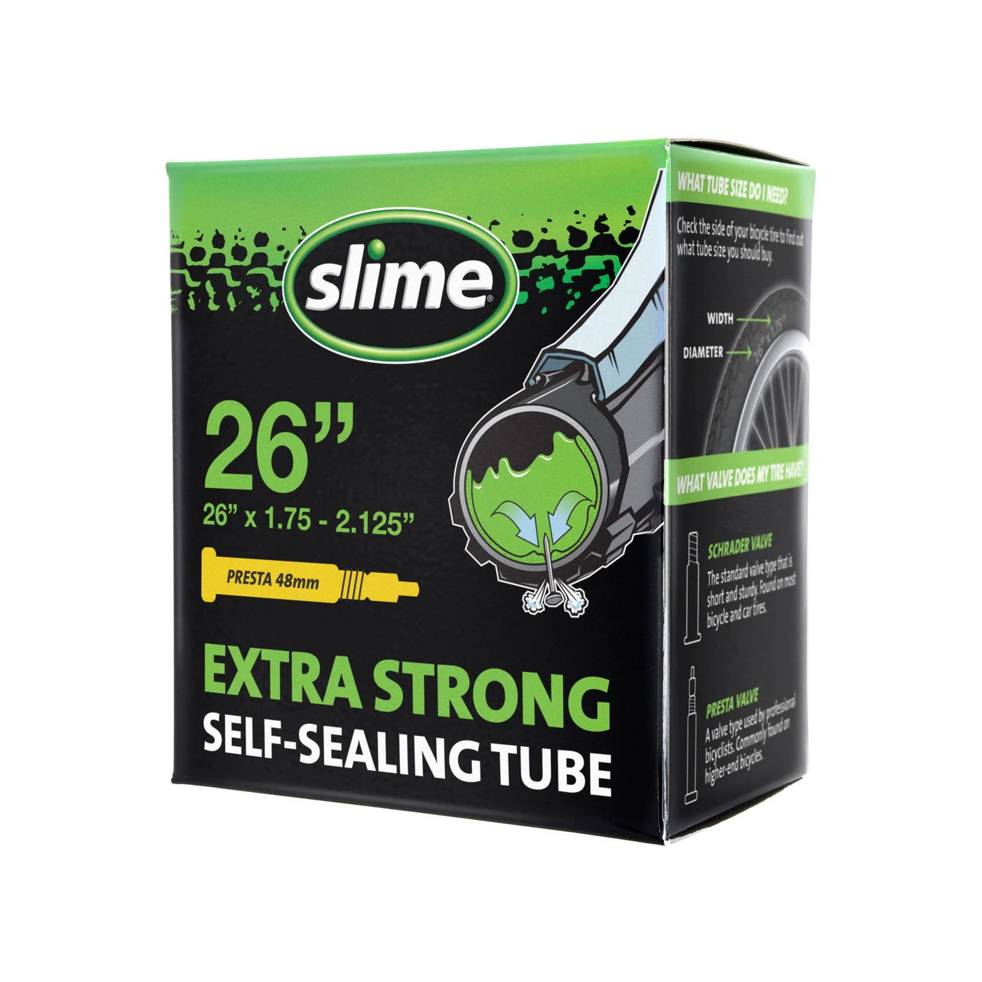 Bicycle Tubes Slime - camera bicicleta 26" cu solutie antipana - 26"x1.75-> 26"x2.125 - 47-559-> 57-559 - valva presta 48mm